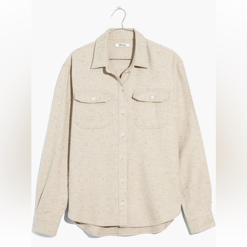 Madewell Cream Donegal Flannel Shacket button up shirt - Picture 2 of 13